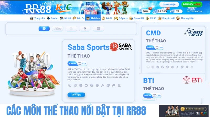 Các môn thể thao trong sảnh RR88